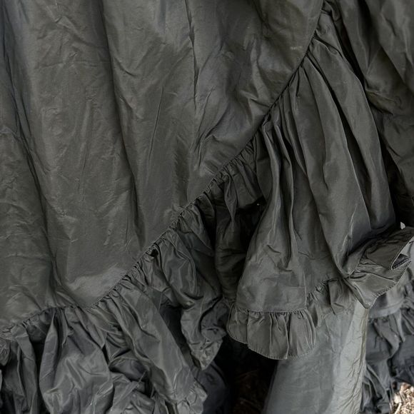 Albert Capraro Couture Gown Black Ruffle Velvet Dress VINTAGE Large - Picture 8 of 9